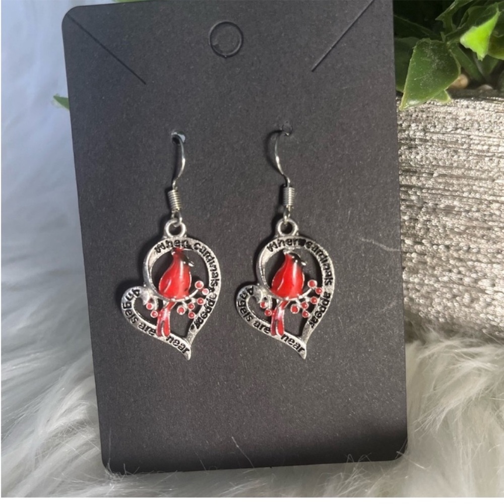 Cardinal Heart Earrings